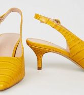 Wide Fit Yellow Faux Croc Slingbacks New Look