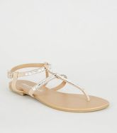 Nude Diamanté Gem Strap Sandals New Look Vegan