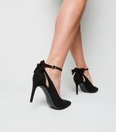 Black Suedette Bow Back Pointed Courts New Look Vegan