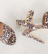 Stone Leopard Print Cross Strap Stiletto Heels New Look