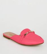 Bright Pink Neon Loafer Mules New Look
