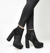 Office Abbey Road Mega Platform Boot BLACK STAR EMBOSSED VELVET