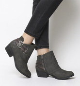 Blowfish Malibu Sistee Double Buckle Ankle Boot CHARCOAL RUSTIC