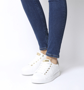 Guess Carterr Logo Stud Sneaker WHITE LEATHER GOLD STUD