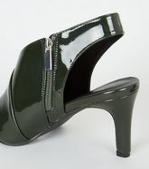 Khaki Patent Wrap Side Shoe Boots New Look