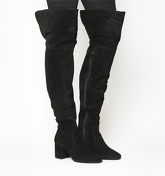 Office Krown- Block Heel Over The Knee Boot BLACK SUEDE