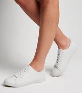 White Leather-Look Lace Up Trainers New Look Vegan