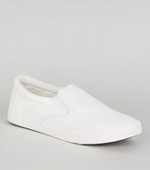 White Faux Snake Slip On Trainers New Look Vegan