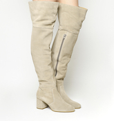 Office Krown- Block Heel Over The Knee Boot GREY SUEDE