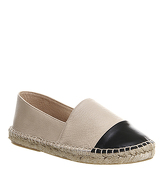 Office Lucky Espadrille With Toe Cap NUDE LEATHER BLACK TOE CAP