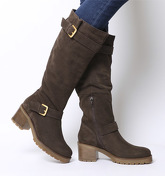 Office Kadi- Casual Mid Buckle Knee Boot BROWN SUEDE