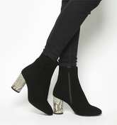 Office Admire- Cylindrical Heel BLACK SUEDE SNAKE HEEL