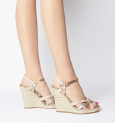 Office Half Moon Woven Upper Wedge NUDE METALLIC