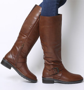 Office Kelly- Casual Buckle Knee Boot BROWN LEATHER