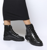 Office Ansel- Hiker Lace Up BLACK CROC LEATHER