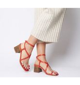Office Mineral Toe Post Block Sandal RED LEATHER