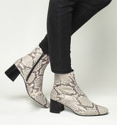 Office Alexia- Retro Point Block Heel Boot SNAKE LEATHER