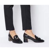 Office Move- Tassel Mid Block Shoe BLACK SNAKE WITH GOLD HEEL CLIP