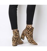 Office Aloud- Point Block Heel Boot LEOPARD COW HAIR EFFECT