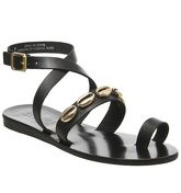 Office Shambala- Shell Sandal BLACK LEATHER GOLD SHELLS