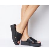 Office Move It Square Toe Flatform Slide BLACK