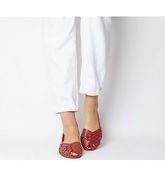 Office Fall Woven Flat RED LEATHER