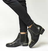 Office Abracadabra- Chelsea Boot BLACK LEATHER WITH GOLD HARDWARE