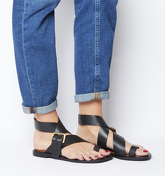 Office Serenity- Toe Loop Square Toe Sandal BLACK LEATHER