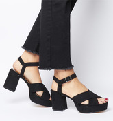 Office O-model- Cross Strap Block Heel BLACK