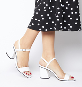 Office Moore Flared Heel Sandal WHITE LEATHER