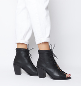 Office Assertive- Open Lace Front Boot BLACK LEATHER