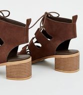 Brown Ghillie Lace Up Low Heel Sandals New Look Vegan