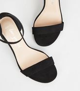 Wide Fit Black Suedette 2 Part Block Heels New Look Vegan