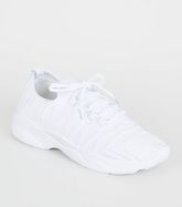 White Knit Lace Up Chunky Trainers New Look Vegan