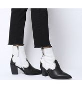 Office Attacked- Western Point Block Heel BLACK AND WHITE LEATHER MIX