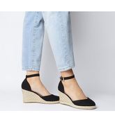 Office Marsha Closed Toe Espadrille Wedge BLACK WITH GOLD BRANDING