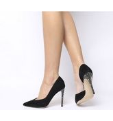 Office Heighton - Point Court BLACK SUEDE WITH DIAMANTE HEEL