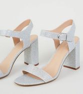 Silver Glitter 2 Part Block Heels New Look Vegan