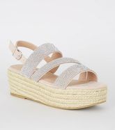 Nude Diamanté Strap Flatform Sandals New Look