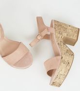 Nude Suedette Chunky Cork Sandals New Look Vegan