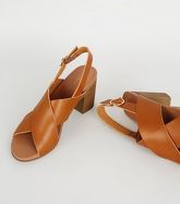 Tan Leather-Look Cross Strap Heels New Look