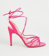 Pink Patent Strappy Stiletto Heels New Look