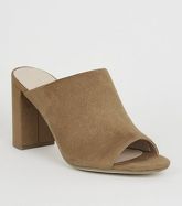 Tan Suedette Peep Toe Mules New Look Vegan