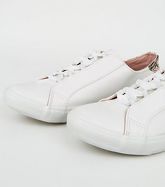 Wide Fit White Faux Snake Heel Trainers New Look