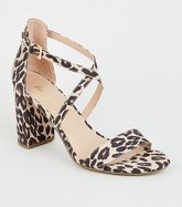 Stone Suedette Leopard Print Block Heels New Look Vegan