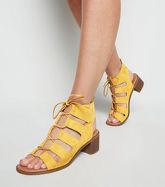 Mustard Ghillie Lace Up Low Heel Sandals New Look Vegan