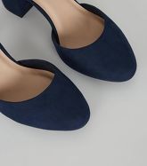 Navy Suedette Round Toe Court Shoes New Look Vegan