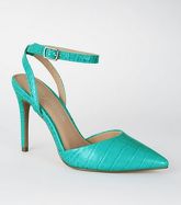 Turquoise Faux Croc 2 Part Courts New Look