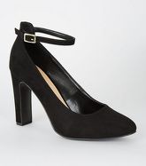 Wide Fit Black Suedette Ankle Strap Courts New Look Vegan