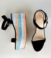 Black Suedette Multi Plait Flatform Sandals New Look